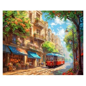 Алмаз. мозаика (клас.) 40х50 см, с подр.,с частичн. заполн. (30цв) Летний трамвай (Арт. НД-0583)