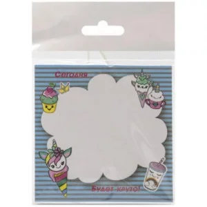 Блок самоклеящийся CJ-5003 Единорожки-мороженки бумажный 75*75мм, 50л 319563