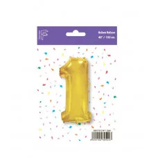 Шар (40\'\'/102 см) Цифра, 1, Золото, 1 шт. в уп. B901761O