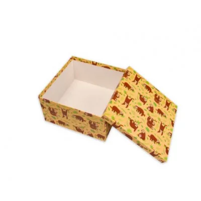 Коробка квадратная подарочная 1 шт Ленивец 13 х 13 х 13 см РазборПП-3281