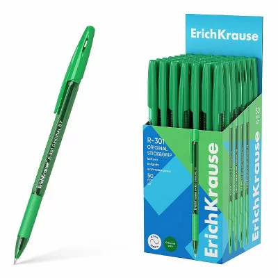 Ручка шариковая ErichKrause R-301 Stick&Grip Original 1.0, цвет чернил зеленый 60975