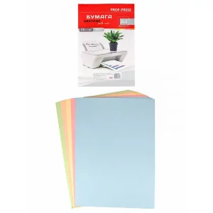 Бумага цветная PALE ПАСТЕЛЬ-АССОРТИ 5цв. Б-3568 А4 80 г/м2. 50л.