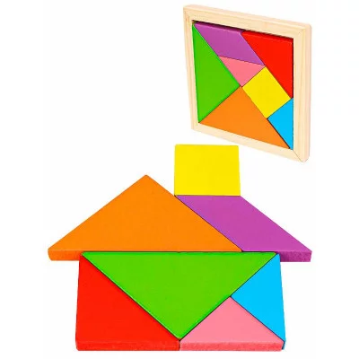 Деревянная игрушка. Головоломка "ТАНГРАМ-3" 10 см (7 цветов) (в слюде) (Арт. AN02258)