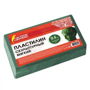 Пластилин скульптурный ОСТРОВ СОКРОВИЩ оливковый, 0,5кг, мягкий, 104812