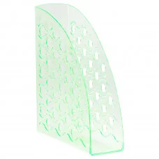 Лоток для бумаг вертикальный СТАММ "Вега", тонированный неоновый зеленый, ширина 90мм 351509