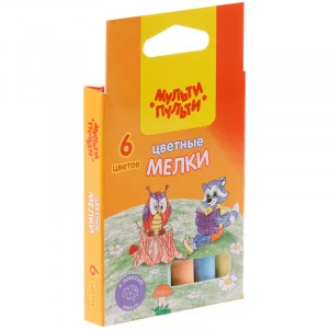 Мелки цветные Мульти-Пульти "Енот на опушке леса", 6цв., круглые, картонная коробка, европодвес 299851