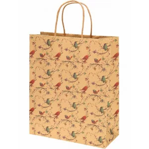 Пакет подарочный из крафт-бумаги 27,5х33х12 см (craft L) Птички на дереве,150 г ПКП-8012