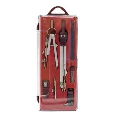 Набор чертежн. INTELLIGENT CJ-9 7 предметов: 2 циркуля 9см, 13см, грифель, точилка, в красном пластиковом футляре 319455