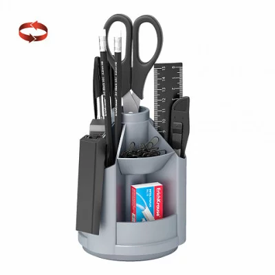 Набор настольный вращающийся пластиковый ErichKrause Mini Desk, Classic, серый 12516