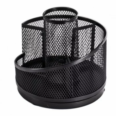 Подставка-органайзер д/канцтоваров, Alingar, металлическая,  14,2*14*13,6 см, 4 отделения, черная, вращается AL13250