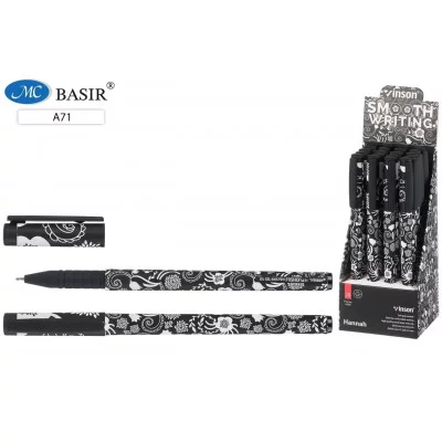 Ручка шариковая с чернилами на масляной основе: "VINSON Hannah"; матовый под soft, корпус с рисунком A71