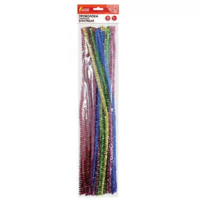 Проволока синельная для творчества "Блестящая", 6 цв., 30 шт., 0,6х30 см, ОСТРОВ СОКРОВИЩ, 661522