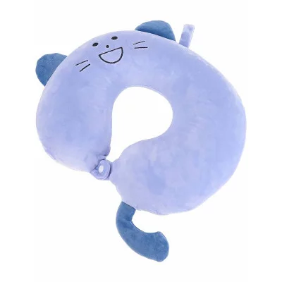 Подушка дорожная. Антистресс. "Веселый котик", 30*30см, голубая ТП-5432