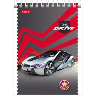 Блокнот А6 мягкая обложка на гребне 40 листов Hatber TurboDrive клетка 254324