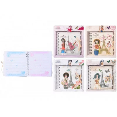 Блокнот детский ФРАНЦУЖЕНКА в подарочной упаковке цветная плотная обложка с ленточкой, рисунок МС-5393