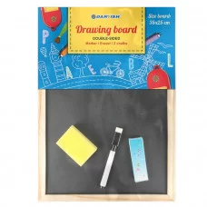 Доска для рисования двусторонняя маркерно-меловая 35*25см + губка маркер 2 мелка DV-9793