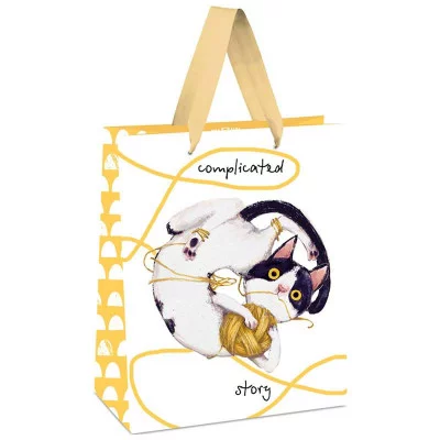 Пакет подарочный 1шт 11*14*6,5см MESHU "Complicated story", белый крафт 339746