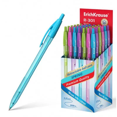 Ручка шариковая автоматическая ErichKrause R-301 Matic Spring 0.7, цвет чернил синий 53344