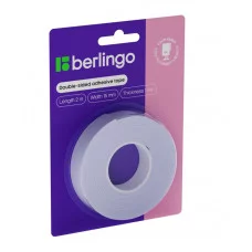 Клейкая лента двусторонняя Berlingo, 15мм*2м, на вспененной основе, 1мм, блистер 268413