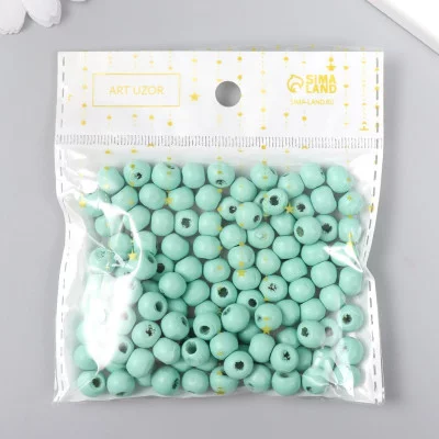 Бусины для творчества дерево "Зелёный лист" d-0,8 см, набор 20 гр   9463324