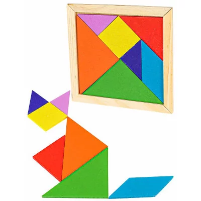 Деревянная игрушка. Головоломка "ТАНГРАМ-1" 11 см (7 цветов)(в слюде) (Арт. AN02256) AN02256