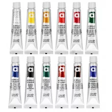 Краски акриловые художественные 12 цветов в тубах по 12 мл, BRAUBERG HOBBY, 192403
