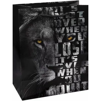 Пакет подарочный с глянц.ламинацией 26,4x32,7x13,6 см (L) Стильный лев, 157 г ПКП-4322