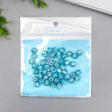 Набор бусин для творчества пластик "Мраморные. Голубой" d=0,8 см набор 20 гр 7490026