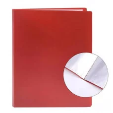 Папка с 40 вкладышами A4, 500 мкм, вкладыши 30 мкм, фактура "песок" непрозрачная красная 3103400
