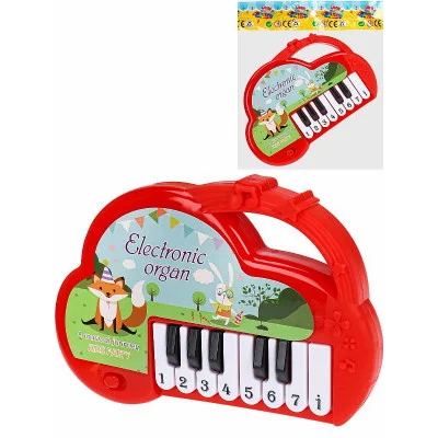 Детское пианино"Маленький музыкант"красное 25х2,5х18см(бат.2*АА не в компл.,в пакете)( Арт. 2078710)
