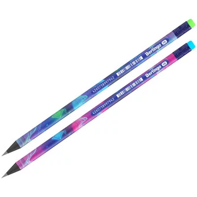 Карандаш ч/г Berlingo "Retro Future" HB, черное дерево, круглый, заточен., с ластиком, ассорти 338527