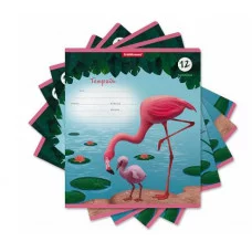 Тетрадь школьная ученическая ErichKrause Фламинго 12 листов линейка 54184