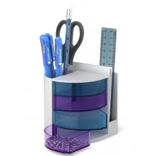 Набор настольный пластиковый ErichKrause Venezia Classic белый с голубыми и сиреневыми ящиками 55649