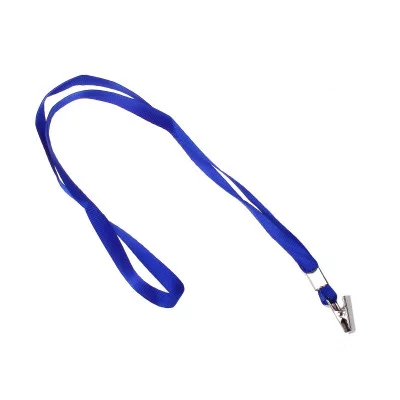 Лента для бейджа ширина-9-10мм,длина-80см с металл прищепкой СИНЯЯ 593864