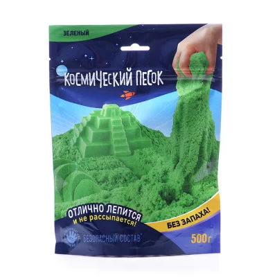 Игрушка для детей "Космический песок" 500 гр, дой-пак, зеленый К004