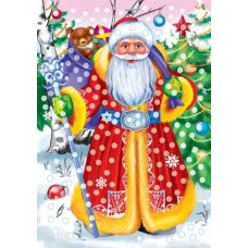 МОЗАИКА ИЗ СТРАЗ. Формат А5 (с перьями). Дедушка Мороз (Арт. М-6811)