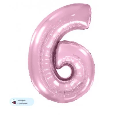 Шар (40\'\'/102 см) Цифра, 6, Розовый, Макарунс, 1 шт. в уп. B901766RS