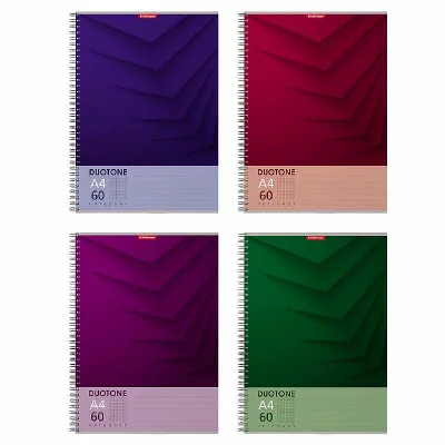 Тетрадь общая на спирали ErichKrause Duotone Next, А4, 60 листов, клетка_MIX-PACK 58412