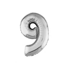 Шар Agura цифра 9 серебро (40\'/102см, 1 шт) 753859