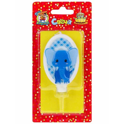 Свеча для торта Слоник Цифра 0 С-8334