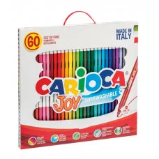 Фломастеры Carioca "Joy", 60шт., 30цв., смываемые, картон, пластиковая ручка 262568