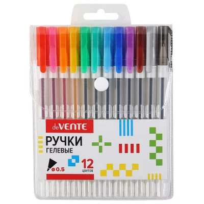 Набор ручек гель 12цв "Hit" 0.5/129мм корпус прозрачно-матовый е/п DEVENTE 5051375 083284
