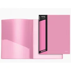 Папка с 10 вкладышами "Juicy" A4, 450 мкм, вкладыши 30 мкм, фактура "песок" внешний карман со сменной этикеткой, внутренний карман, индивидуальная маркировка, непрозрачная розовая 3100901