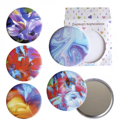 Зеркало "Узор", D-7см, пластик, ассорти. 2020-2 J.Otten 296681