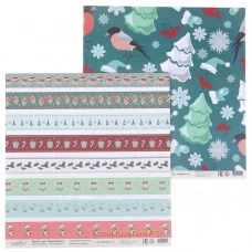 Бумага для скрапбукинга "Новый год. Снегири и ленты" 30,5х30,5 см 190г/м2 2867301