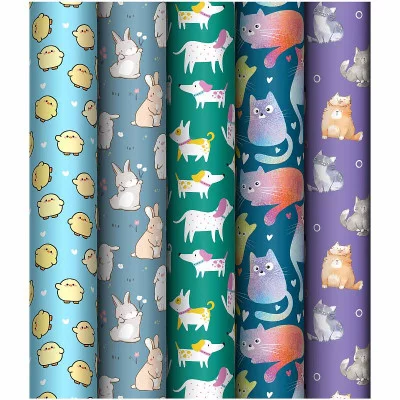 Упаковочная бумага 1шт глянц. 70*100см, MESHU "Любимые питомцы", 80г/м2, ассорти 5 дизайнов 358124