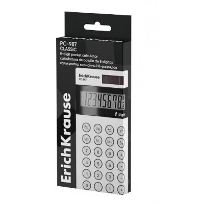 Калькулятор карманный 8-разрядов ErichKrause PC-987 Classic, белый 1шт 62009