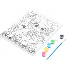 Набор для детского творчества холст для росписи 20*25 см принцесса и пони МУЛЬТИ АРТ 383315