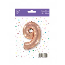 Шар (40\'\'/102 см) Цифра, 9, Розовое Золото, 1 шт. в уп. B901769RG