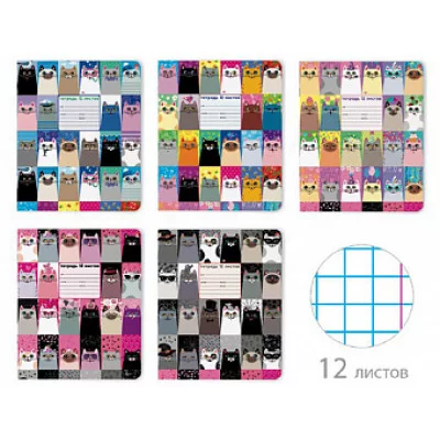 ТЕТРАДЬ 12Л, КЛ. "КОТОМАНИЯ" ассорти ТК1777